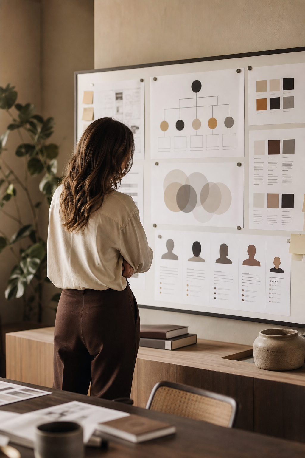 Strategist mapping brand architecture and audience structure