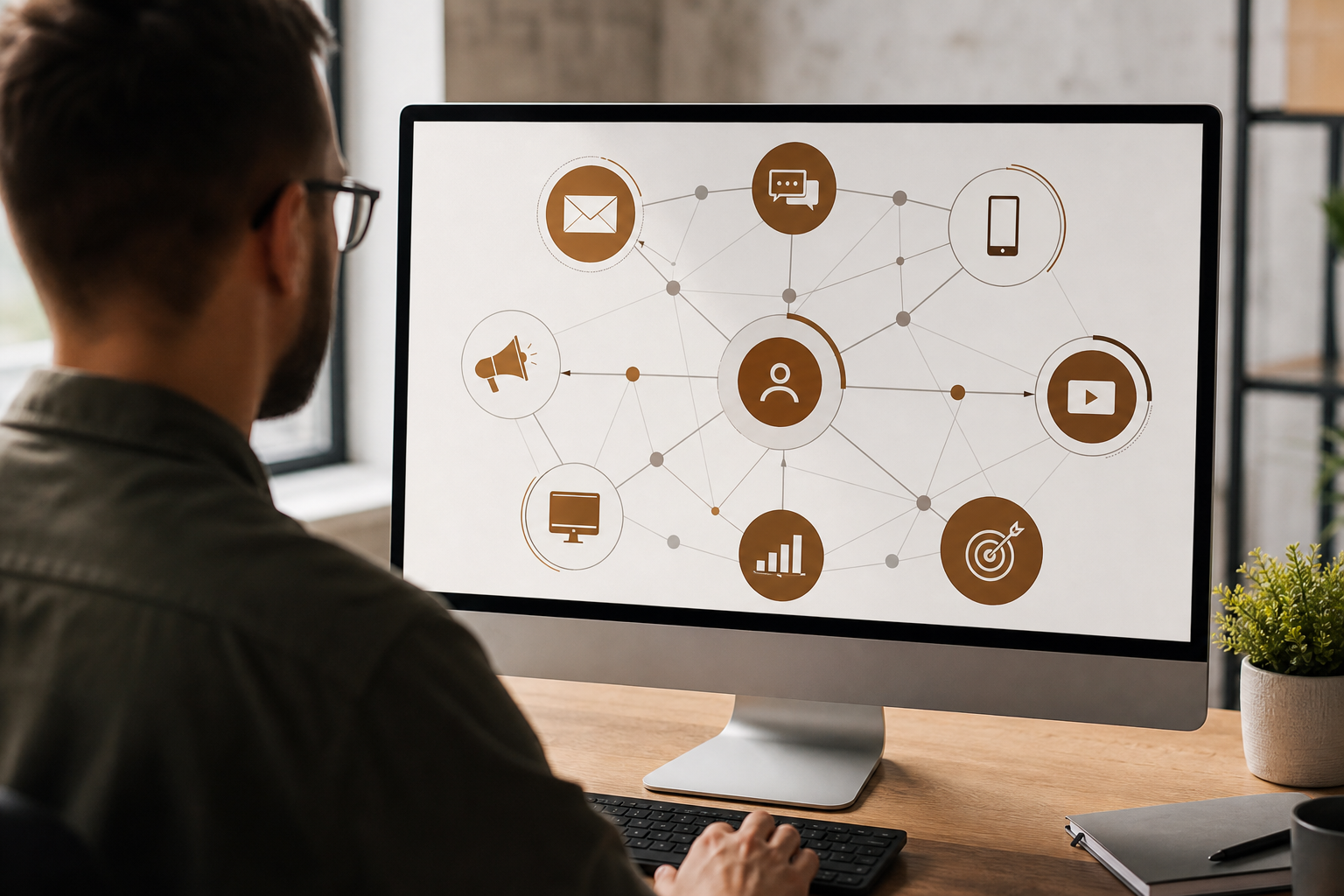 Multi-channel digital communication flow analysed on screen