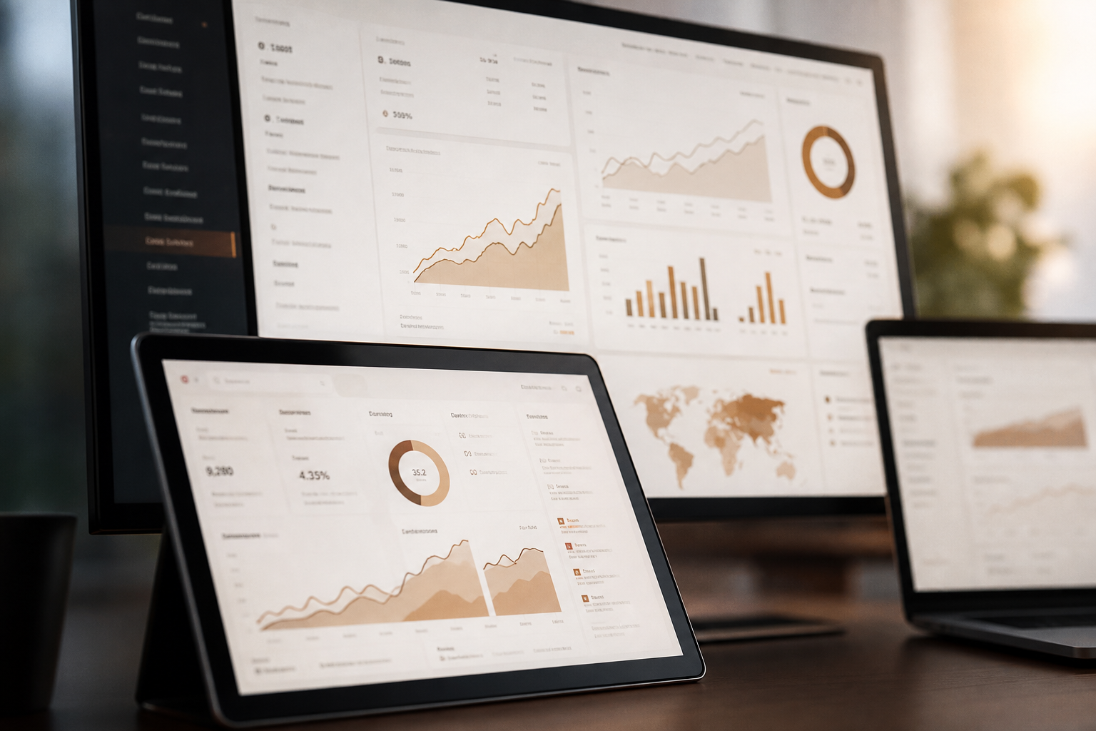 Analytics dashboards showing audience performance and growth signals